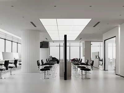 Sleek Minimalist Modern Beauty Hair Salon Interior Design With Spacious Styling Stations And Bright Lighting 3d model