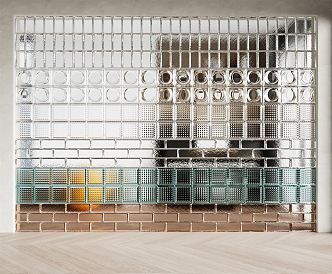 Modern glass brick glass partition 3d model