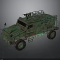 Military Green Armored Vehicle With Roof Weapon Mount And Off Road Tires