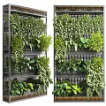 Lush Green Plant Wall With Diverse Greenery And Grid Panel Structure Design