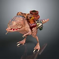 Mythical Fantasy Creature With Rough Skin Sharp Fangs Clawed Limbs And Back Pot 3d model