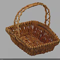 Woven Rattan Basket With Handle For Household Storage And Decorative Use