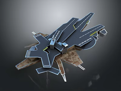 Detailed Aircraft Carrier Model With Flight Deck Runway And Island Structure 3d model