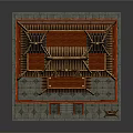 Cartoon Chinese Red Palace With Multi Story Pavilion Golden Decorations Curved Eaves And Hanging Lanterns