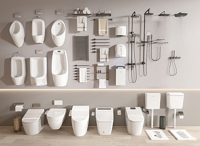 Modern Sanitary Ware Toilet Urinal Shower 3d model