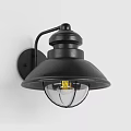 Black Wall Lamp with Dome Shade and Transparent Glass Cover Vintage Industrial Style