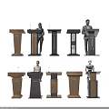 Functional Podium In Various Styles Wooden And Black Finishes With Human Figures For Presentations