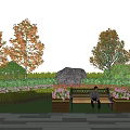 Lush Shrubs and Varied Plants in Outdoor Garden with Wooden Bench Seating