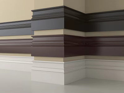 Layered Decorative Molding Lines On Wall Corner With Various Color Shades 3d model