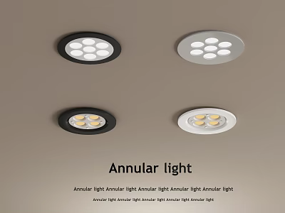 Annular Downlights and Spotlights Ceiling Mounted Black Silver Design Multiple Bulbs 3d model