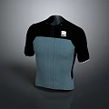 Black and Blue Short Sleeve Athletic Jersey With Zipper Front Mesh Panel And Logo Detail