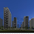 Modern High Rise Residential Buildings In City With Green Spaces
