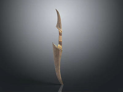 Traditional Handcrafted Weapon Knife With Wooden Handle Metal Blade And Sharp Edge 3d model