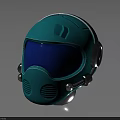 Turquoise Stylish Helmet With Blue Visor And Metallic Earmuffs Design