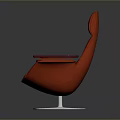 Red Patterned Armchair With Swivel Base And Side Table Design