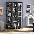 Modern Living Room Shelf with Decorative Items Green Plants and Books