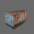 Old Rusted Metal Electrical Box With Blue Orange Patina And Worn Surface