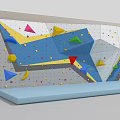Indoor Climbing Wall With Colorful Holds And Blue Safety Mat For Training