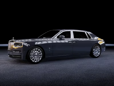 Luxury Black Sedan With Chrome Grille LED Headlights And Alloy Wheels 3d model