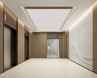 modern elevator hall 3d model