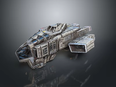 Futuristic Sci Fi Spaceship Model With Detailed Metallic Structure And Cockpit 3d model