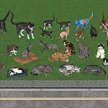 Assorted Reptile Figurines Displayed On Green Grass With Various Species And Poses