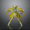 Golden Decorative Figure With Blue Hair Outstretched Arms Red Black Flowers