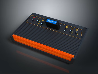 Vintage Computer Console With Black Orange Exterior And Control Buttons 3d model