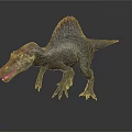 Detailed Spinosaurus Dinosaur 3D Model Render With Dorsal Sail And Textured Skin