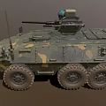Functional Military Armored Vehicle With Camouflage Paint Six Wheels And Top Mounted Weapon System