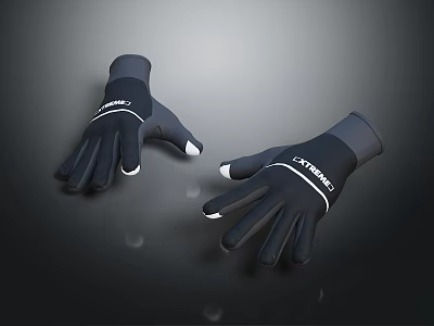 Black CHEMBRO Gloves With White Fingertips And Wrist Stripes Design Pair 3d model