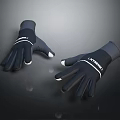 Black CHEMBRO Gloves With White Fingertips And Wrist Stripes Design Pair 3d model