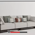 New Chinese-style Three-person Sofa Multi-person Sofa 3d model