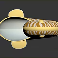 Nautilus Marine Creature With Yellow And White Striped Shell And Golden Edges