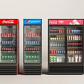 Multiple Coca Cola And Pepsi Cola Upright Beverage Display Refrigerators With Drinks 3d model