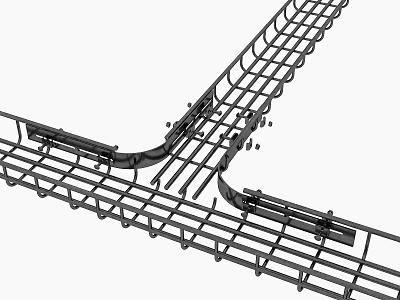 Heavy Duty Industrial Metal Grid Structure With Curved Connectors And Supports 3d model