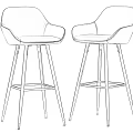 Modern Gray Leather Bar Stool With Stitching Details And Metal Legs Design