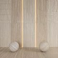 Light Colored Wall Components With Wooden Textures Geometric Patterns LED Lighting And Decorative Spheres 3d model