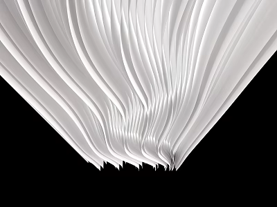 White Ceiling with Wavy Folds Design in Modern Interior Space 3d model