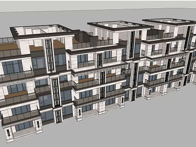 Modern Multi Unit Residential Building Exterior With Balconies And Large Windows 3d model