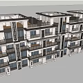 Modern Multi Unit Residential Building Exterior With Balconies And Large Windows