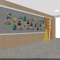 Colorful Children's Reading Space With Orange Walls Cloud Decor And Bookshelves