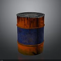 Rusted Red And Blue Oil Drum With Distressed Paint Surface Appearance