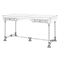 Industrial Style Dark Wooden Desk With Metal Pipe Legs And Storage Drawers