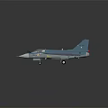 Blue Fighter Jet Model With Red Accent Lines Cockpit Landing Gear And Aerodynamic Wings
