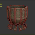 Antique Bronze Household Item Featuring Intricate Butterfly Motifs Circular Patterns And Curved Feet