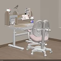 Adjustable Children's Desk With Bookshelf Storage And Cozy Kids Chair For Study Space