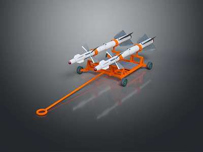 Kids Rocket Themed Play Equipment With Orange Frame And Wheel Structure For Outdoor Fun 3d model