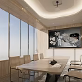 Hospital Outpatient Clinic Medical Meeting Room With Long Wooden Table Chairs Large Screen And Windows