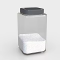 Transparent Ceramic Jar With Gray Lid Containing White Salt Granules 3d model